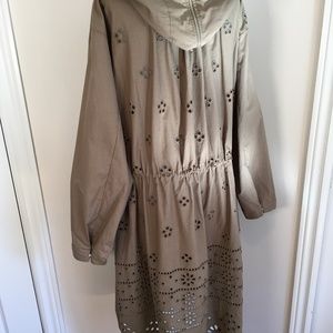 Coat Light Cotton Eyelet Embroidery Olive Green Anthropologie L+